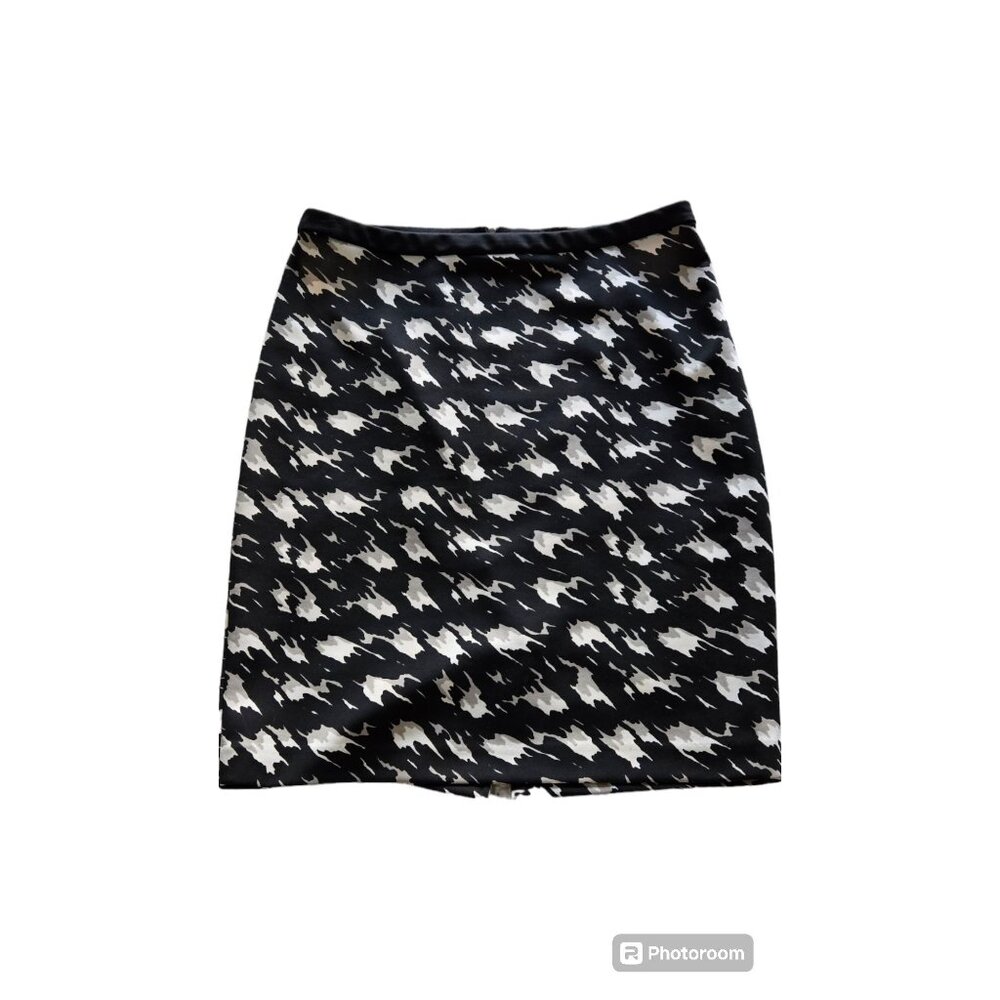 Women's The Limited Pencil Career Skirt Sz 12 Zipper Close Black Cream Gray EUC